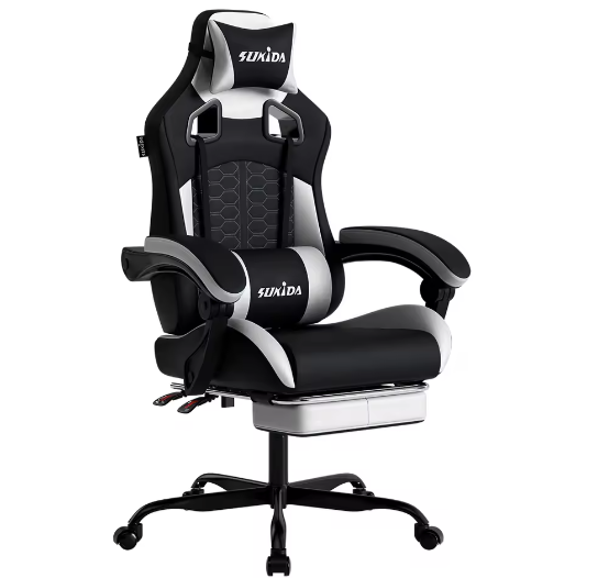 Ergonomische Gamingstoel met Hoofdsteun en Lendensteun – Verstelbare Draaistoel voor Kantoor en Gaming, Comfortabel en Ondersteunend