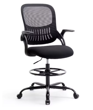 Ergonomische Mesh Bureaustoel met Lendensteun en Flip-Up Armleuningen – Verstelbare Draaistoel met Wielen voor Thuis en Kantoor