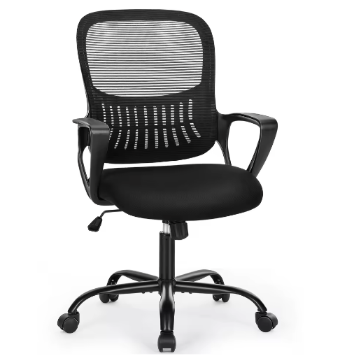 Ergonomische Mesh Bureaustoel met Lendensteun en Flip-Up Armleuningen – Verstelbare Draaistoel met Wielen voor Thuis en Kantoor