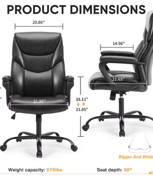 Ergonomische PU-Lederen Gamingstoel met Lendensteun en Gewatteerde Armleuningen – Draaibare Bureaustoel met Wielen voor Werk en Gaming