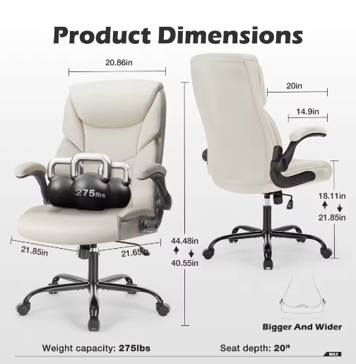 Ergonomische PU-Lederen Gamingstoel met Lendensteun en Gewatteerde Armleuningen – Draaibare Bureaustoel met Wielen voor Werk en Gaming