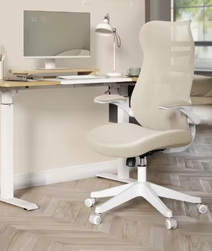 Ergonomische Bureaustoel met Hoofdsteun en Opklapbare Armleuningen – Verstelbare Draaistoel met S-Vormige Rugleuning voor Kantoor en Thuiswerk