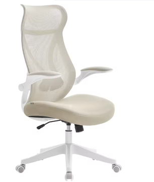 Ergonomische Bureaustoel met Hoofdsteun en Opklapbare Armleuningen – Verstelbare Draaistoel met S-Vormige Rugleuning voor Kantoor en Thuiswerk