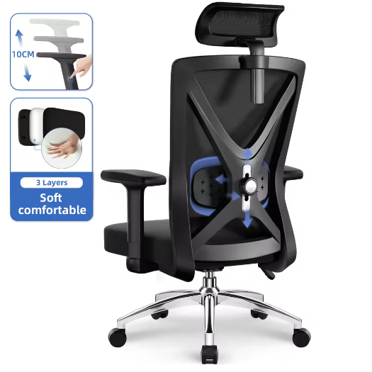 Ergonomische Mesh Bureaustoel met Verstelbare Rugleuning en Dynamische Lendensteun – Draaibare Computerstoel voor Thuis en Kantoor