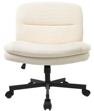 Armloze Ergonomische Bureaustoel met Stoffen Bekleding en Gekruiste Poten – In Hoogte Verstelbare Kaptafelstoel voor Thuis en Werk