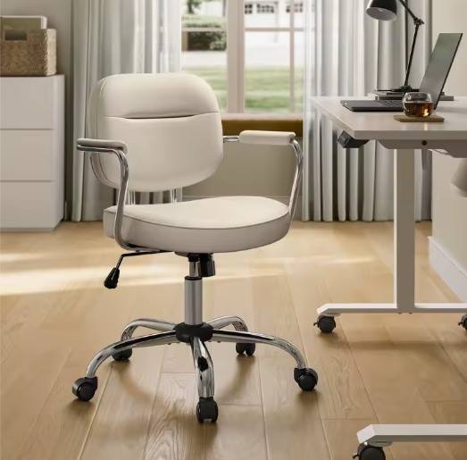 Ergonomische PU-Lederen Bureaustoel met Verstelbare Armleuningen en Schommelfunctie – Draaibare Werkstoel voor Kantoor en Thuis