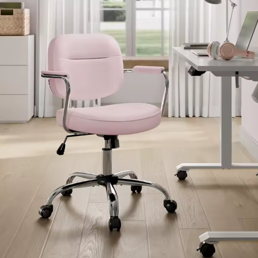 Ergonomische PU-Lederen Bureaustoel met Verstelbare Armleuningen en Schommelfunctie – Draaibare Werkstoel voor Kantoor en Thuis