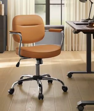 Ergonomische PU-Lederen Bureaustoel met Verstelbare Armleuningen en Schommelfunctie – Draaibare Werkstoel voor Kantoor en Thuis