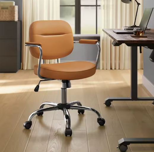 Ergonomische PU-Lederen Bureaustoel met Verstelbare Armleuningen en Schommelfunctie – Draaibare Werkstoel voor Kantoor en Thuis