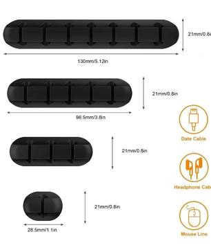 Siliconen Kabelorganizer Clips met Zelfklevende Bevestiging – Snoerhouder voor USB, Opladers en Bureau Kabelbeheer