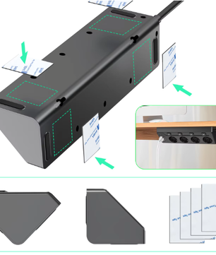 Hoek Stekkerdoos met 4 Stopcontacten en USB-A &amp; USB-C – 2 m Verlengsnoer met Schakelaars voor Thuis en Kantoor