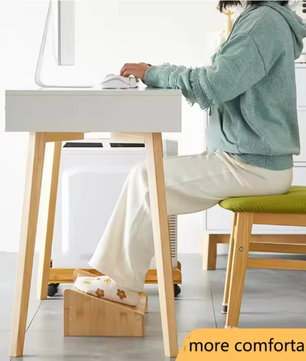 Verstelbare Ergonomische Voetensteun voor Onder Bureau – Houten Verhoogde Voetsteun voor Kantoor en Thuis