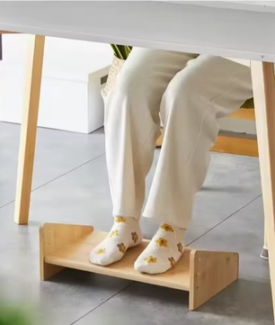 Verstelbare Ergonomische Voetensteun voor Onder Bureau – Houten Verhoogde Voetsteun voor Kantoor en Thuis