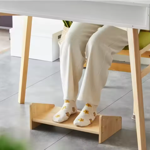 Verstelbare Ergonomische Voetensteun voor Onder Bureau – Houten Verhoogde Voetsteun voor Kantoor en Thuis