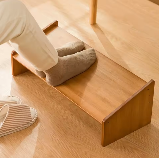 Verstelbare Ergonomische Voetensteun voor Onder Bureau – Houten Verhoogde Voetsteun voor Kantoor en Thuis