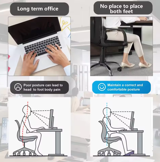 Ergonomische Voetensteun met Massageoppervlak voor Onder Bureau – Antislip Voetenbank voor Kantoor en Thuisstudie