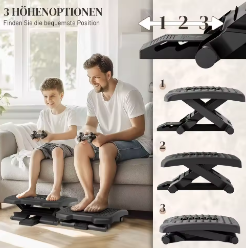 Verstelbare Ergonomische Voetenbank met Massagefunctie – Antislip Voetensteun voor Onder Bureau en Kantoor