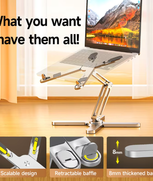 Opvouwbare Aluminium Laptopstandaard met 360° Rotatie – Verstelbare Notebook en Tablet Houder met Warmteafvoer
