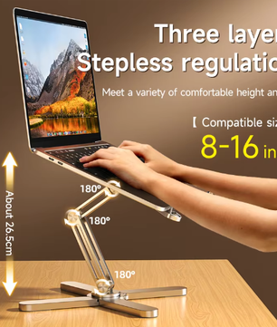 Opvouwbare Aluminium Laptopstandaard met 360° Rotatie – Verstelbare Notebook en Tablet Houder met Warmteafvoer
