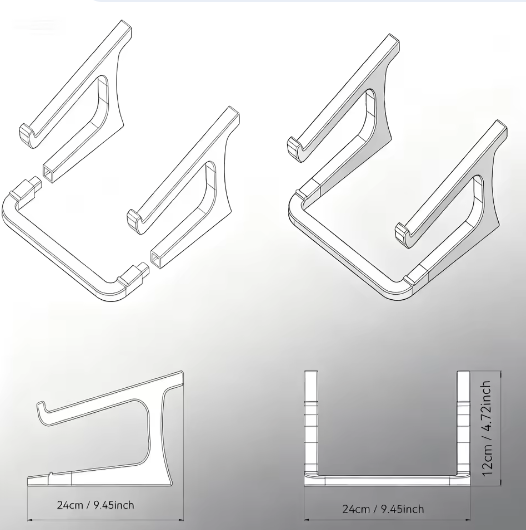 Verhoogde Laptopstandaard met Warmteafvoer – Afneembare en Draagbare Notebook Houder voor Bureau en Thuiswerk