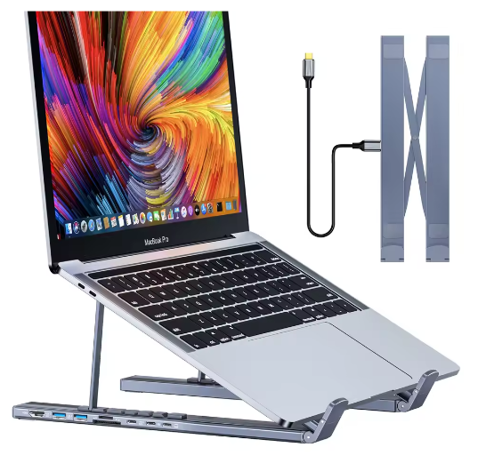 Universele Laptop Docking Station Standaard met 4K HDMI en USB-C PD – Tablet en Laptop Houder met Oplaad- en Aansluitmogelijkheden