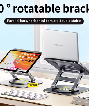 360° Draaibare Aluminium Laptopstandaard met Hoogteverstelling – Verstelbare Notebook Houder voor 9,7–17,3 inch Laptops