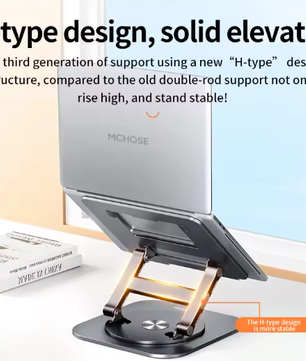 360° Draaibare Aluminium Laptopstandaard met Hoogteverstelling – Verstelbare Notebook Houder voor 9,7–17,3 inch Laptops