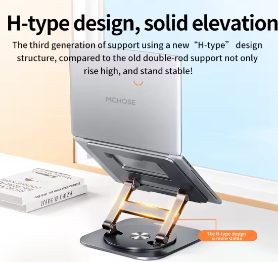 360° Draaibare Aluminium Laptopstandaard met Hoogteverstelling – Verstelbare Notebook Houder voor 9,7–17,3 inch Laptops
