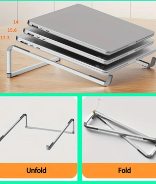 Opvouwbare Aluminium Laptopstandaard met Verstelbare Hoek – Draagbare Notebook Houder met Warmteafvoer en Antislip Pads