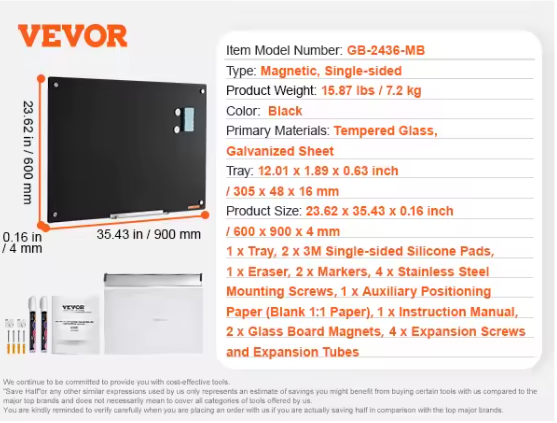 Magnetisch Glazen Whiteboard Frameloos – Droog Uitwisbaar Wandbord van Gehard Glas voor Kantoor, School en Thuis