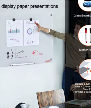 Magnetisch Glazen Whiteboard Frameloos – Droog Uitwisbaar Wandbord van Gehard Glas voor Kantoor, School en Thuis