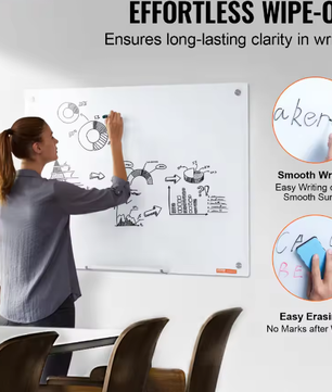 Magnetisch Glazen Whiteboard Frameloos – Droog Uitwisbaar Wandbord van Gehard Glas voor Kantoor, School en Thuis