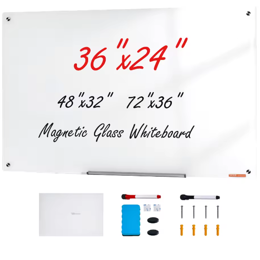 Magnetisch Glazen Whiteboard Frameloos – Droog Uitwisbaar Wandbord van Gehard Glas voor Kantoor, School en Thuis