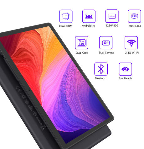 10 Inch Android Tablet met SIM-slot en WiFi – Quad-Core Touchscreen Tablet met GPS en Dubbele Camera