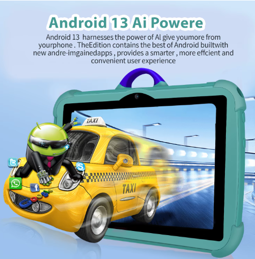 7 Inch Kinder Tablet met Android en Educatieve Apps – Quad-Core Touchscreen Tablet met 4 GB RAM en 64 GB Opslag