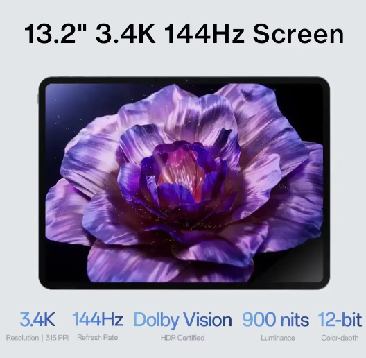 13,2 Inch Premium Tablet met 144 Hz Display en Krachtige Processor – Android Tablet met 8 Luidsprekers en WiFi
