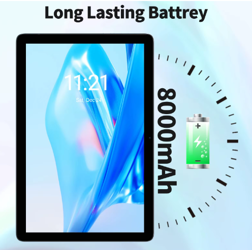 10 Inch Android Tablet met WiFi6 en 128 GB Opslag – Octa-Core Tablet met IPS Scherm en Lange Batterijduur