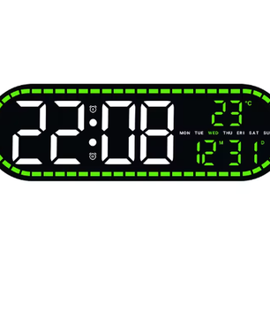 LED Digitale Wandklok met Temperatuur, Datum, Week en 2 Alarmen – Houtstijl, Helderheidsaanpassing, Timer en Snooze, USB-voeding