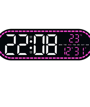 LED Digitale Wandklok met Temperatuur, Datum, Week en 2 Alarmen – Houtstijl, Helderheidsaanpassing, Timer en Snooze, USB-voeding