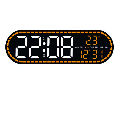 LED Digitale Wandklok met Temperatuur, Datum, Week en 2 Alarmen – Houtstijl, Helderheidsaanpassing, Timer en Snooze, USB-voeding