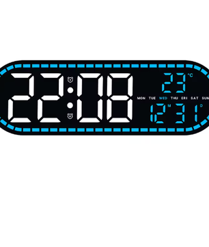 LED Digitale Wandklok met Temperatuur, Datum, Week en 2 Alarmen – Houtstijl, Helderheidsaanpassing, Timer en Snooze, USB-voeding