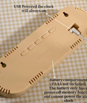 LED Digitale Wandklok met Temperatuur, Datum, Week en 2 Alarmen – Houtstijl, Helderheidsaanpassing, Timer en Snooze, USB-voeding