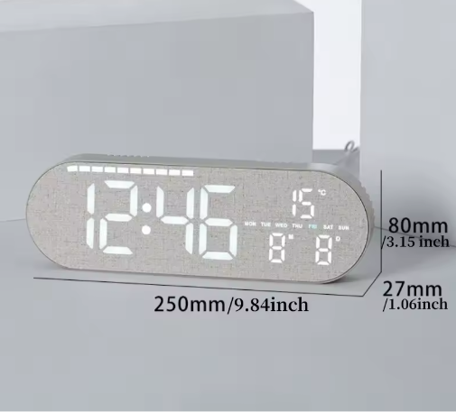 LED Digitale Wandklok met Temperatuur, Datum, Week en 2 Alarmen – Houtstijl, Helderheidsaanpassing, Timer en Snooze, USB-voeding