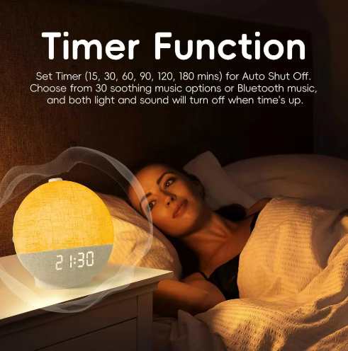 Wake Up Light Sunrise Wekker met White Noise, Bluetooth Speaker en Kleurveranderende Nachtlamp