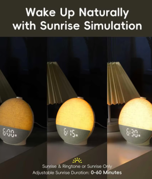 Wake Up Light Sunrise Wekker met White Noise, Bluetooth Speaker en Kleurveranderende Nachtlamp