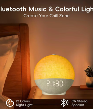 Wake Up Light Sunrise Wekker met White Noise, Bluetooth Speaker en Kleurveranderende Nachtlamp