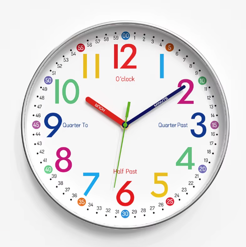 Cartoon Educatieve Kinder Wandklok – Stille Quartz Klok voor Tijdbeheer, 30 cm