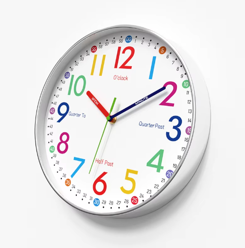 Cartoon Educatieve Kinder Wandklok – Stille Quartz Klok voor Tijdbeheer, 30 cm