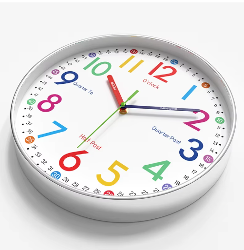 Cartoon Educatieve Kinder Wandklok – Stille Quartz Klok voor Tijdbeheer, 30 cm