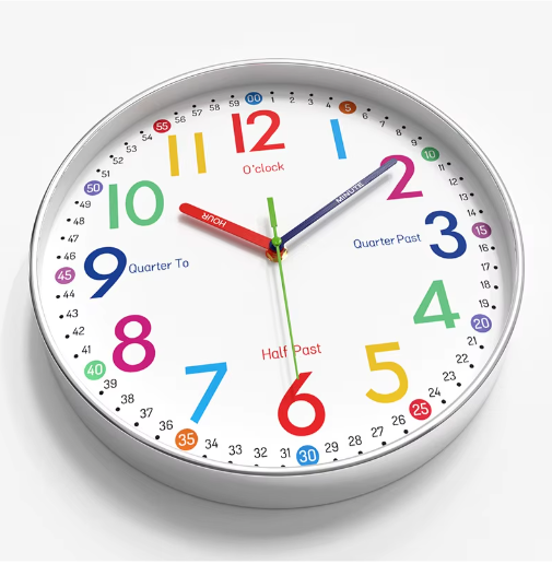 Cartoon Educatieve Kinder Wandklok – Stille Quartz Klok voor Tijdbeheer, 30 cm